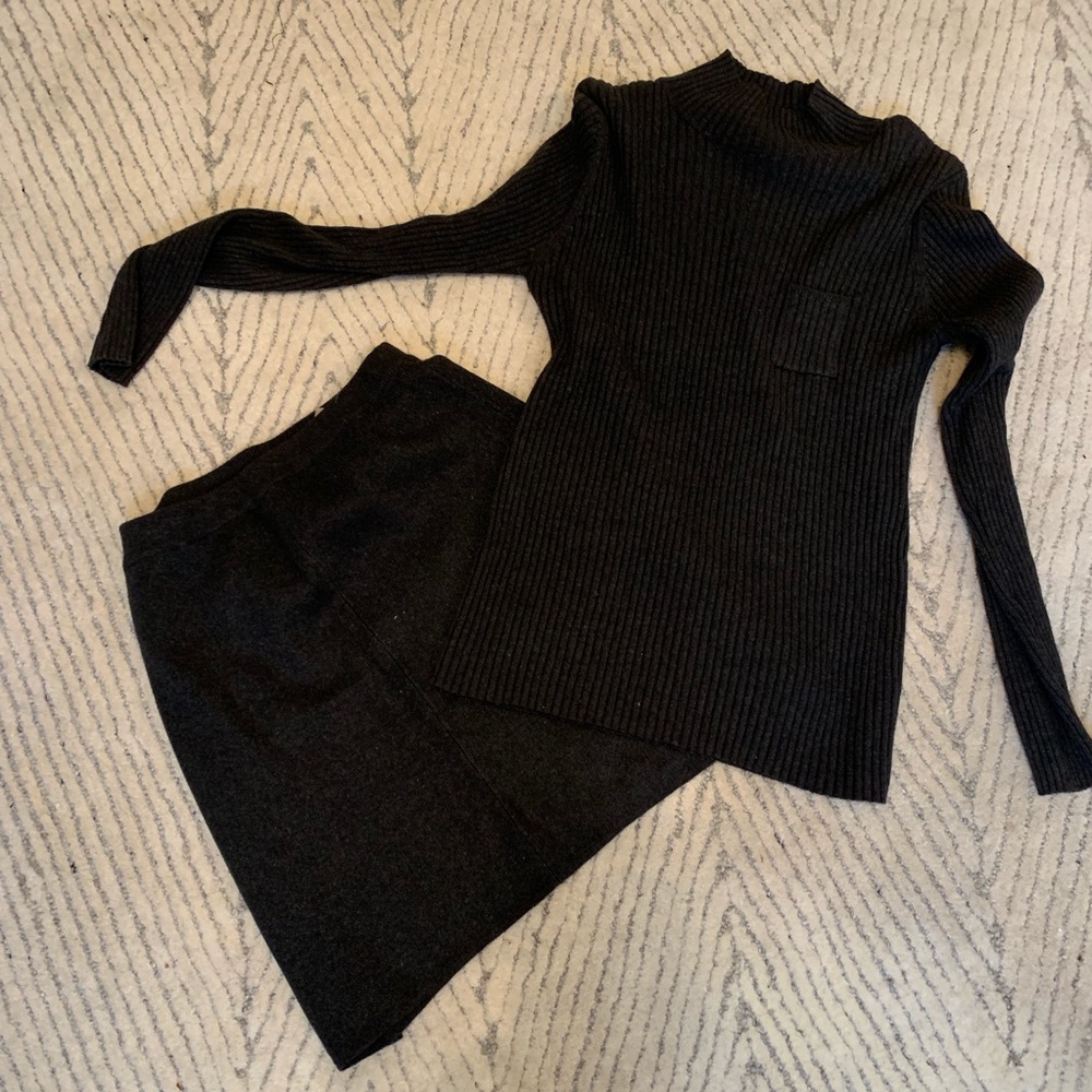 Mock neck sweater set charcoal grey - Picture 5 of 7